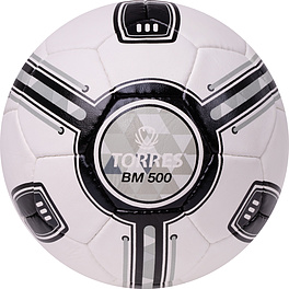 Мяч футб. TORRES BM 500, F323645, р.5, 32 пан. ПУ, 4 подкл. слоя, руч. сшивка, бело-черно-серый